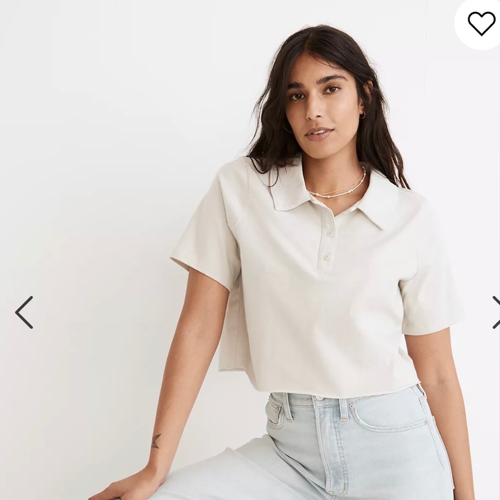 Rivet and Thread Polo Crop Tee in Form Grey